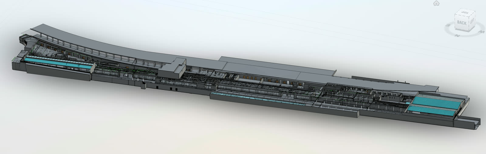 As-built BIM model of a rail station from LiDAR capture.