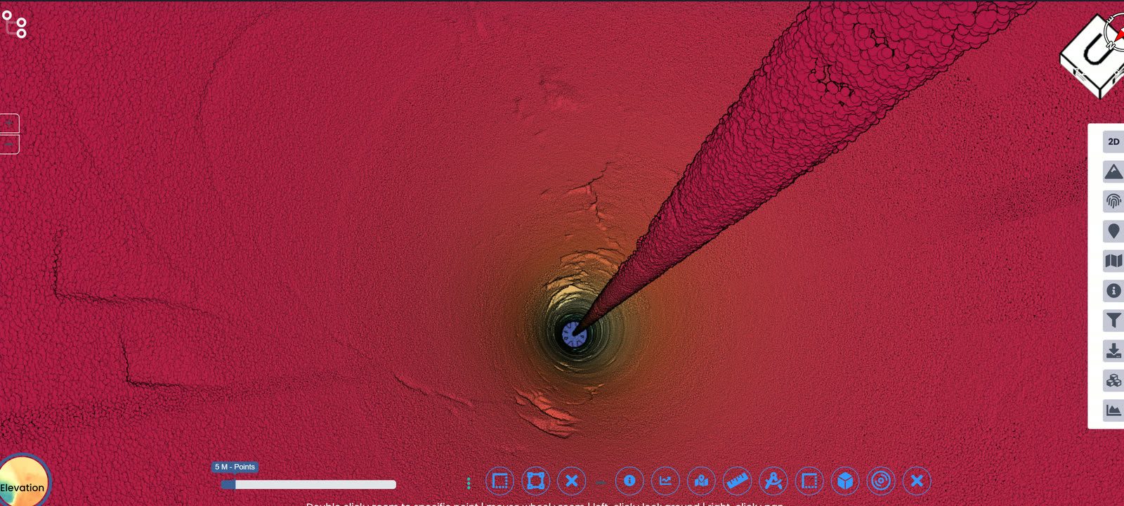 Raise-bore reconstruction for as-built geometry and deviation analysis.