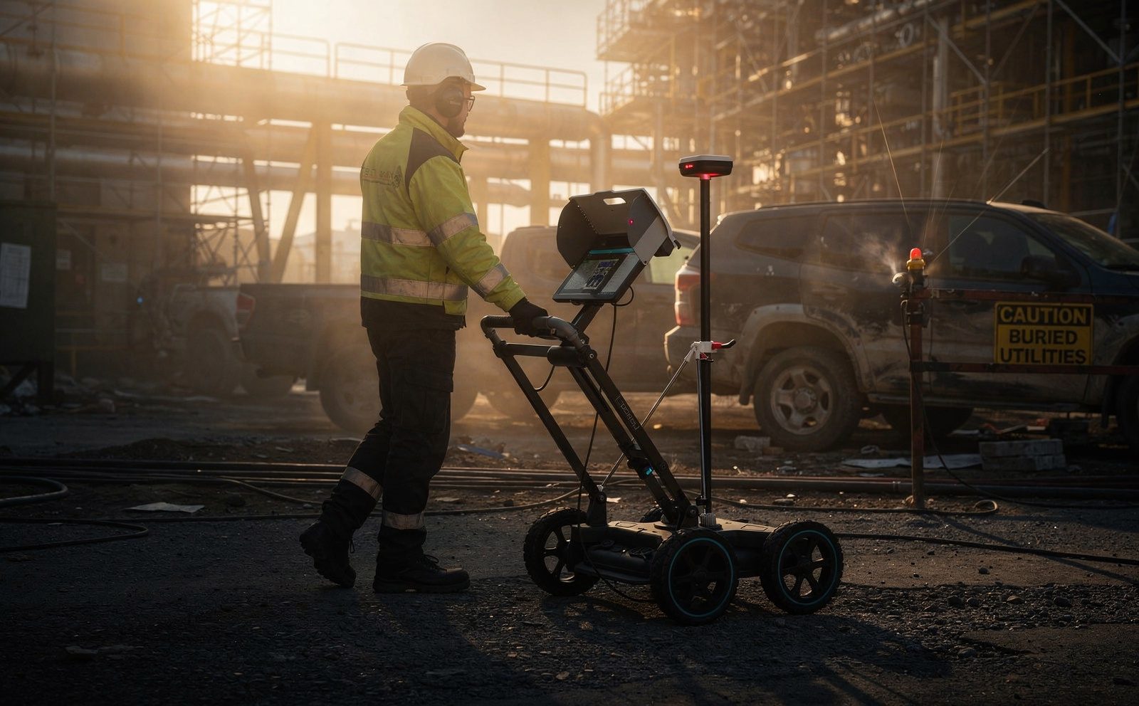 Proceq GS8000 ground penetrating radar in use